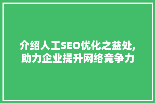 介绍人工SEO优化之益处,助力企业提升网络竞争力