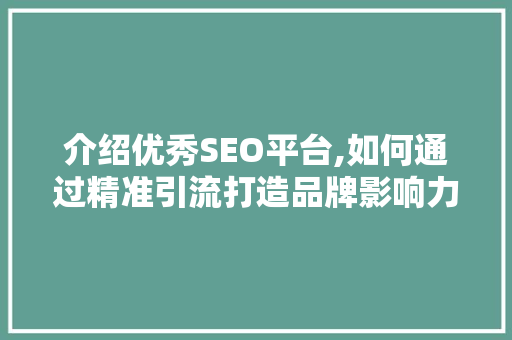介绍优秀SEO平台,如何通过精准引流打造品牌影响力  第1张