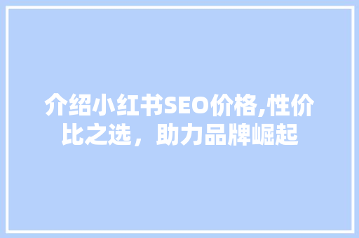 介绍小红书SEO价格,性价比之选，助力品牌崛起  第1张