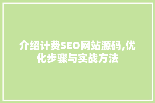 介绍计费SEO网站源码,优化步骤与实战方法  第1张