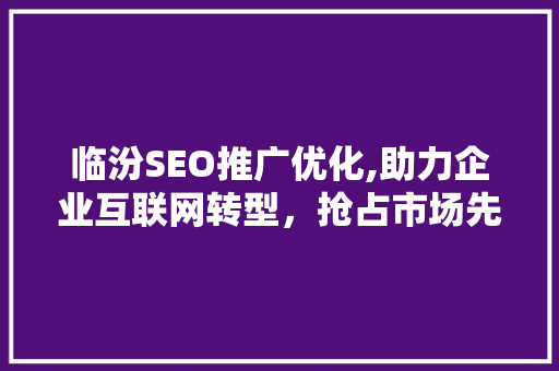 临汾SEO推广优化,助力企业互联网转型，抢占市场先机