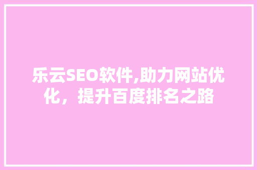 乐云SEO软件,助力网站优化，提升百度排名之路