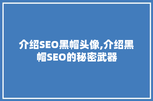 介绍SEO黑帽头像,介绍黑帽SEO的秘密武器  第1张