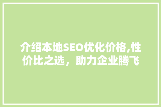 介绍本地SEO优化价格,性价比之选，助力企业腾飞
