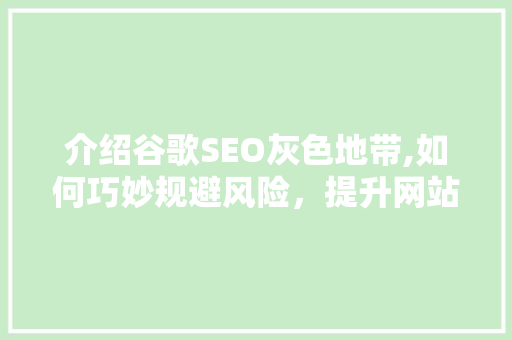介绍谷歌SEO灰色地带,如何巧妙规避风险，提升网站排名