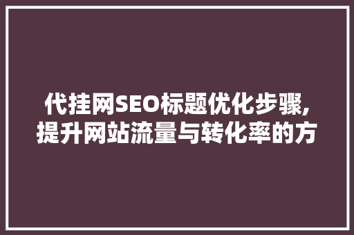 代挂网SEO标题优化步骤,提升网站流量与转化率的方法