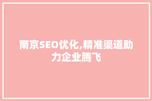 南京SEO优化,精准渠道助力企业腾飞