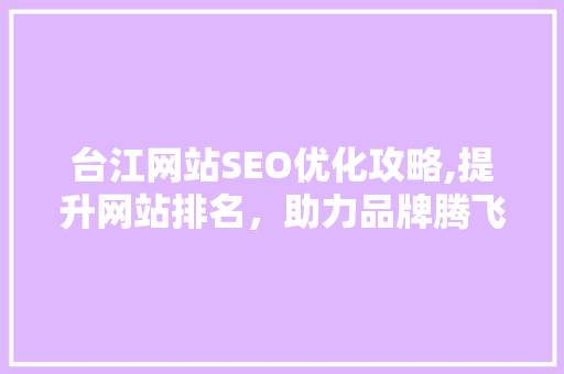 台江网站SEO优化攻略,提升网站排名，助力品牌腾飞