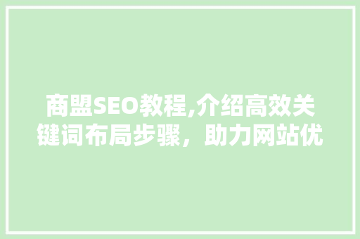 商盟SEO教程,介绍高效关键词布局步骤，助力网站优化