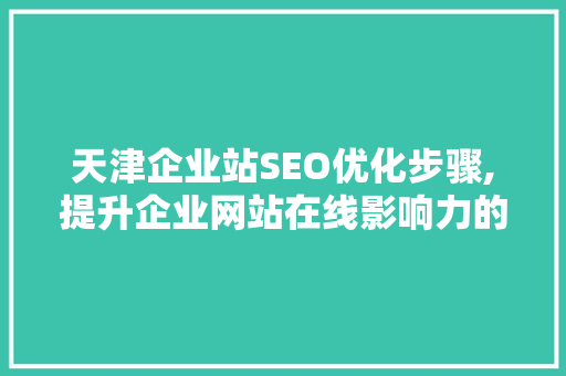 天津企业站SEO优化步骤,提升企业网站在线影响力的方法