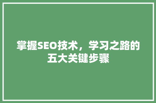 掌握SEO技术，学习之路的五大关键步骤