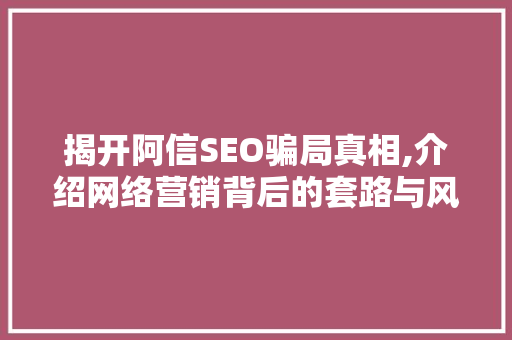 揭开阿信SEO骗局真相,介绍网络营销背后的套路与风险