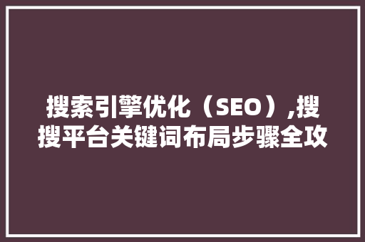 搜索引擎优化（SEO）,搜搜平台关键词布局步骤全攻略  第1张
