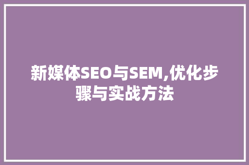 新媒体SEO与SEM,优化步骤与实战方法