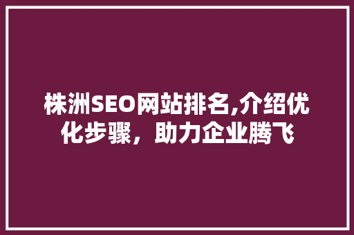 株洲SEO网站排名,介绍优化步骤，助力企业腾飞  第1张