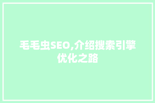 毛毛虫SEO,介绍搜索引擎优化之路