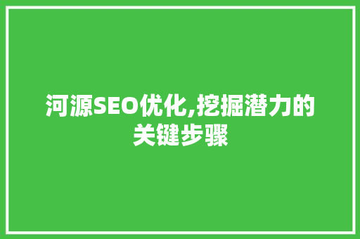 河源SEO优化,挖掘潜力的关键步骤