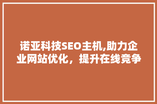 诺亚科技SEO主机,助力企业网站优化，提升在线竞争力
