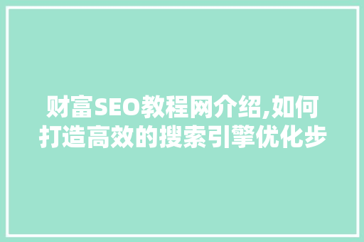 财富SEO教程网介绍,如何打造高效的搜索引擎优化步骤