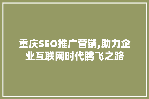 重庆SEO推广营销,助力企业互联网时代腾飞之路