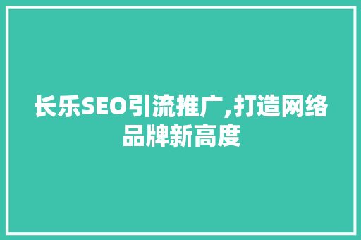 长乐SEO引流推广,打造网络品牌新高度