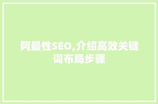 阿最性SEO,介绍高效关键词布局步骤