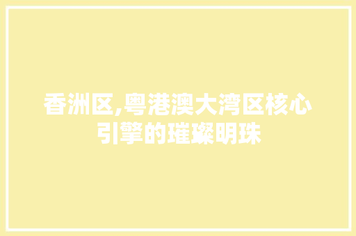 香洲区,粤港澳大湾区核心引擎的璀璨明珠