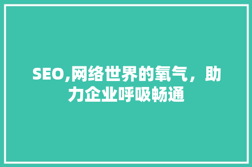 SEO,网络世界的氧气，助力企业呼吸畅通  第1张