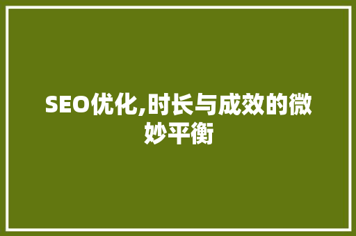 SEO优化,时长与成效的微妙平衡