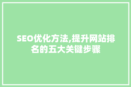 SEO优化方法,提升网站排名的五大关键步骤