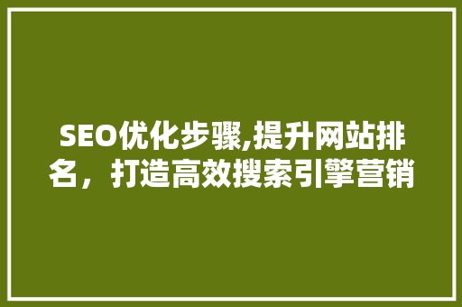 SEO优化步骤,提升网站排名，打造高效搜索引擎营销