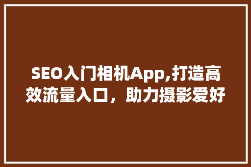 SEO入门相机App,打造高效流量入口，助力摄影爱好者轻松掌握摄影方法