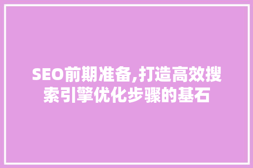 SEO前期准备,打造高效搜索引擎优化步骤的基石