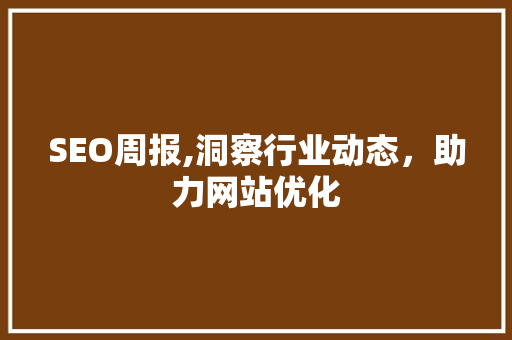 SEO周报,洞察行业动态，助力网站优化