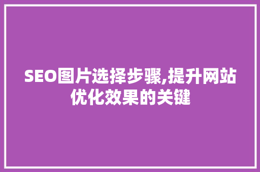 SEO图片选择步骤,提升网站优化效果的关键