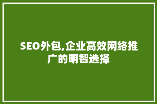 SEO外包,企业高效网络推广的明智选择