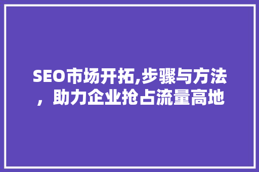 SEO市场开拓,步骤与方法，助力企业抢占流量高地