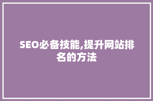 SEO必备技能,提升网站排名的方法  第1张