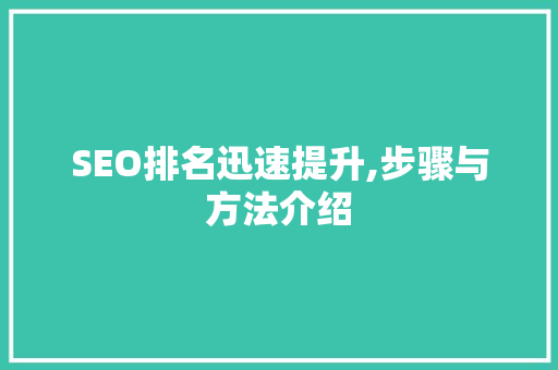 SEO排名迅速提升,步骤与方法介绍