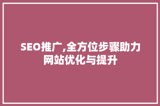 SEO推广,全方位步骤助力网站优化与提升