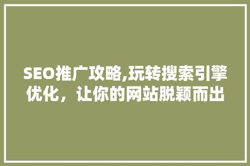 SEO推广攻略,玩转搜索引擎优化，让你的网站脱颖而出