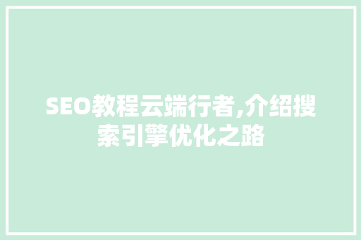 SEO教程云端行者,介绍搜索引擎优化之路