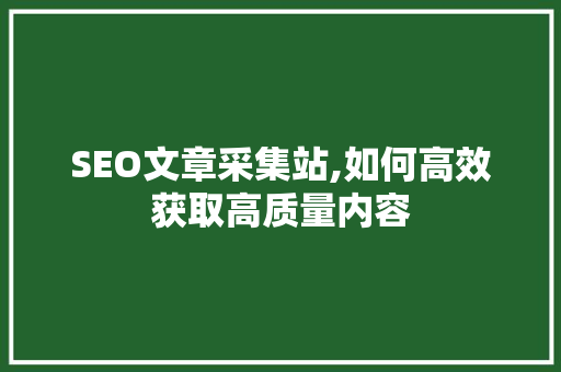 SEO文章采集站,如何高效获取高质量内容