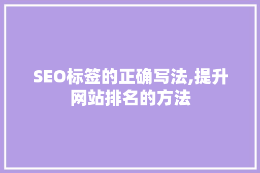 SEO标签的正确写法,提升网站排名的方法