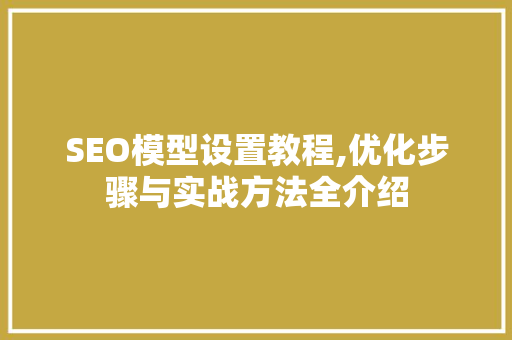 SEO模型设置教程,优化步骤与实战方法全介绍