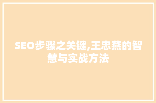 SEO步骤之关键,王忠燕的智慧与实战方法