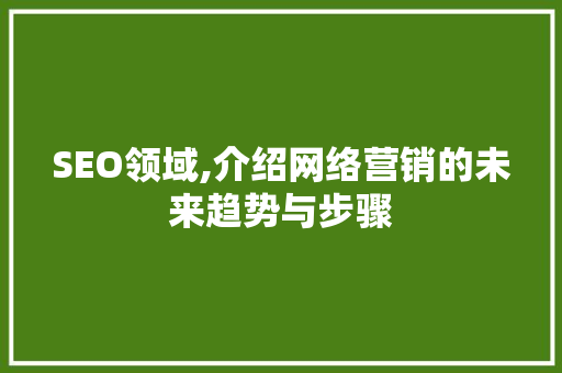 SEO领域,介绍网络营销的未来趋势与步骤