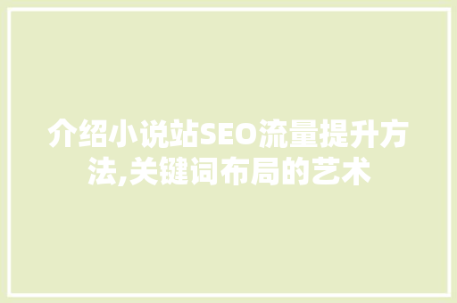 介绍小说站SEO流量提升方法,关键词布局的艺术  第1张