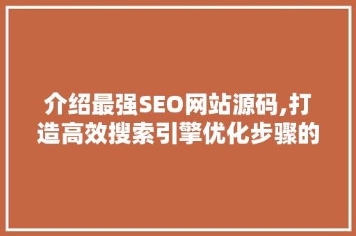 介绍最强SEO网站源码,打造高效搜索引擎优化步骤的方法