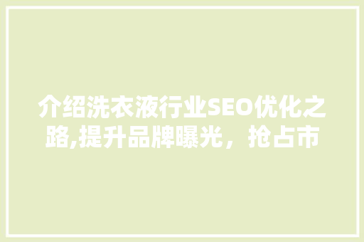 介绍洗衣液行业SEO优化之路,提升品牌曝光，抢占市场份额